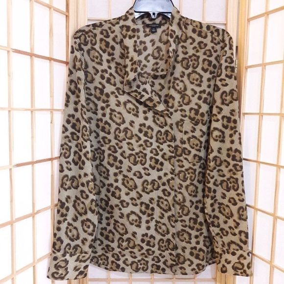 Ann Taylor Tops - Ann Taylor Brown Beige Semi Sheer Pajama Style Top